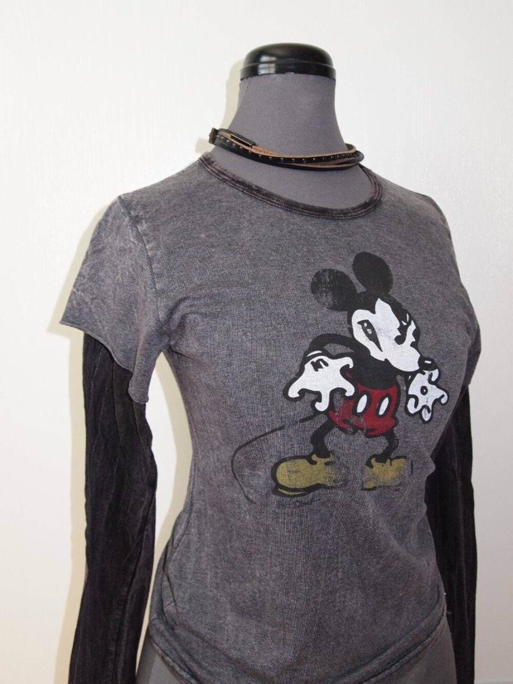 Disney grey + black Vintage Wash Mickey Mouse tee shirt circa 2000 Y2K NWT